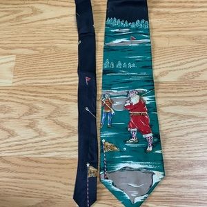 Vintage silk golfing Santa Christmas Tie Golf made in USA